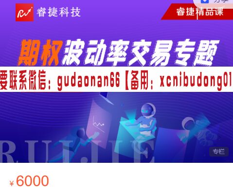 睿捷期权 期权波动率交易专题精品课