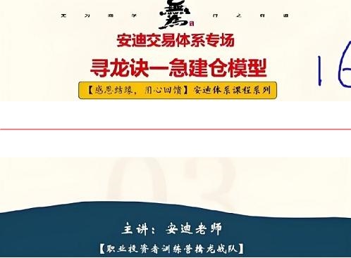 无为学院安迪交易体系专场 寻龙诀一急建仓模型